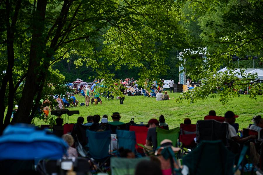 Enjoying a summer afternoon in Howe Meadow at Rhythm on the River.